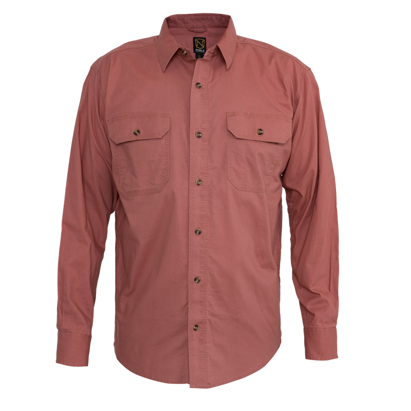 Noble_SP22_MensTops_11049 LS Weathered Work Shirt 123-Clay - Front