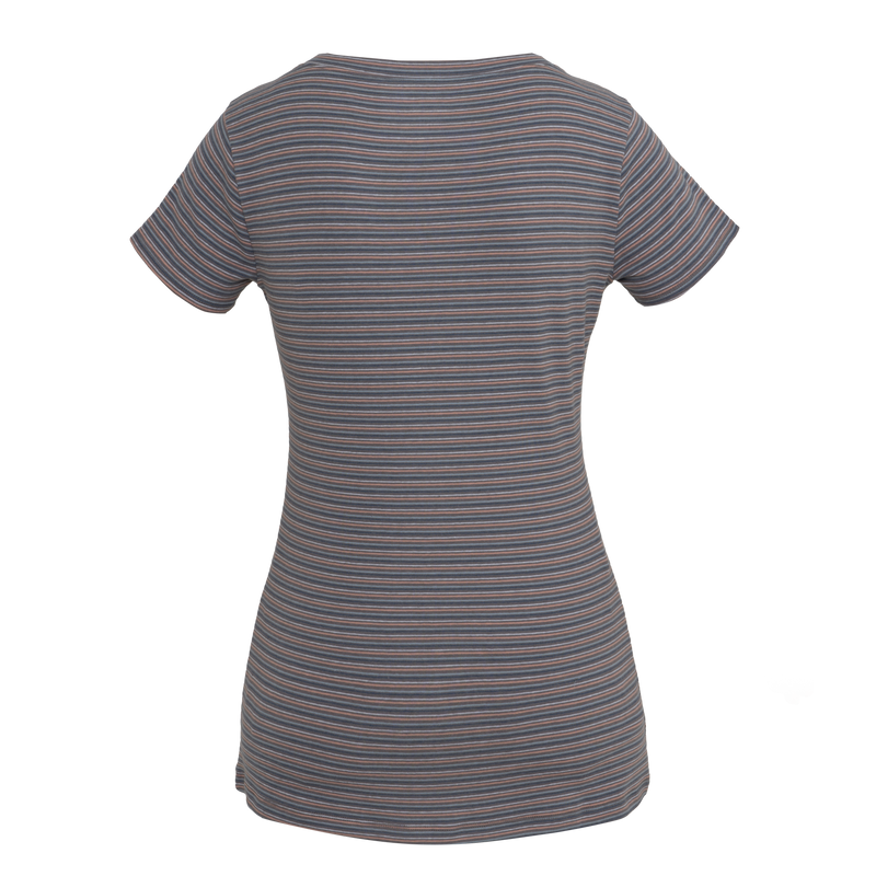 Noble_SP22_WomensTops_22528 Tug-Free Tee 476-Grey Multi Stripe - Back