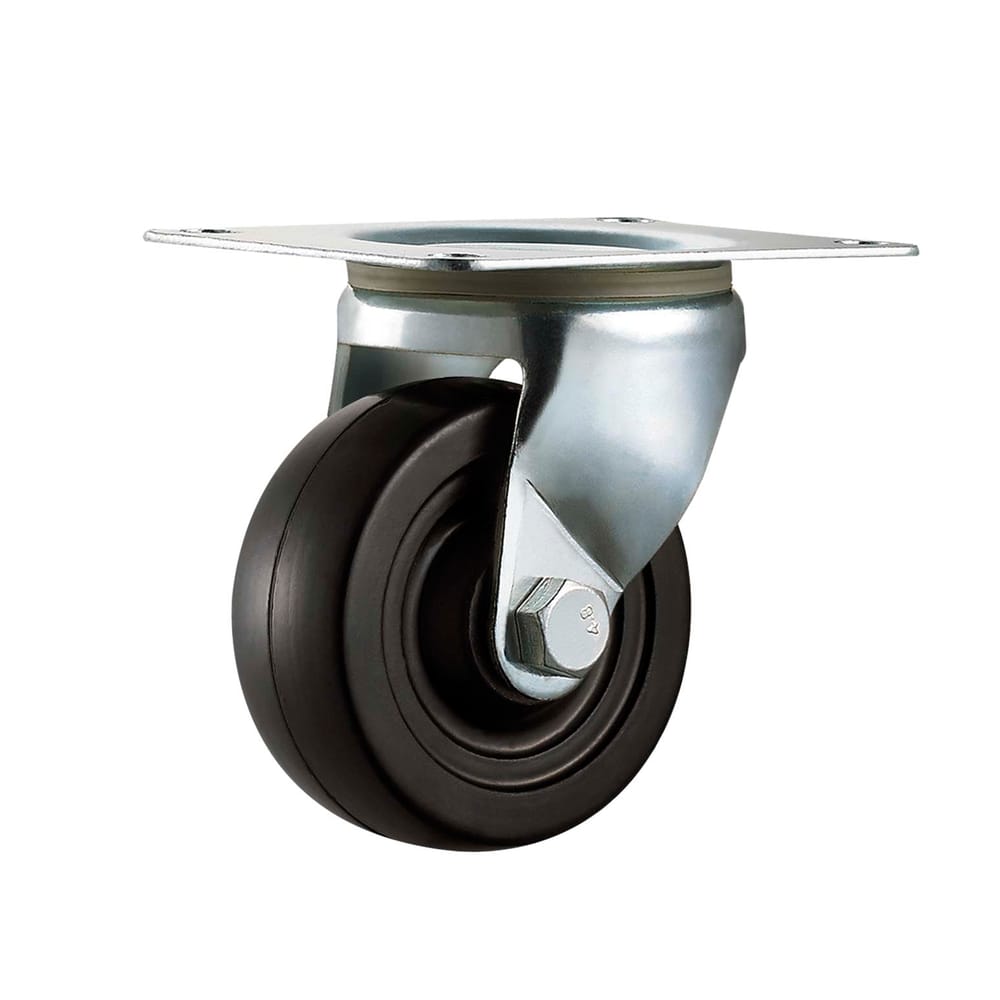 Precision Casters + Wheels™ 1-1/4" Swivel Plate Rubber Caster