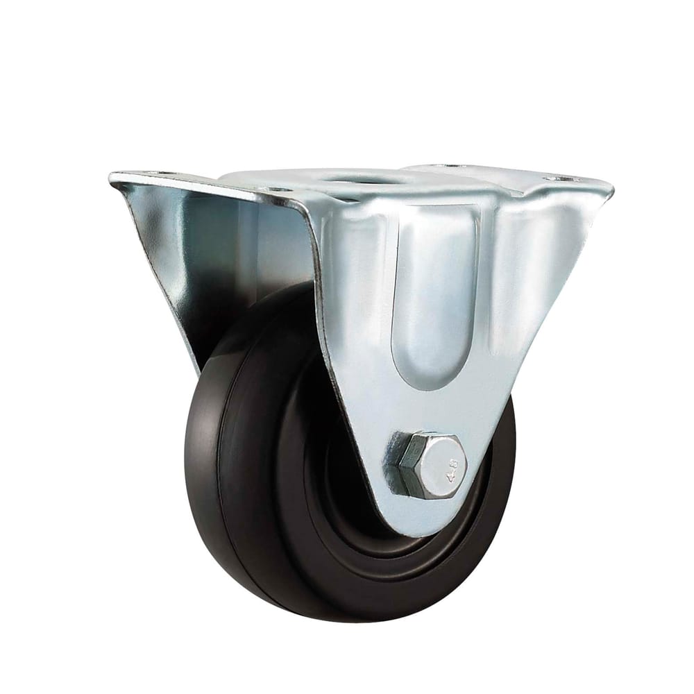 Precision Casters + Wheels™ 1-1/2" Rigid Plate Rubber Caster