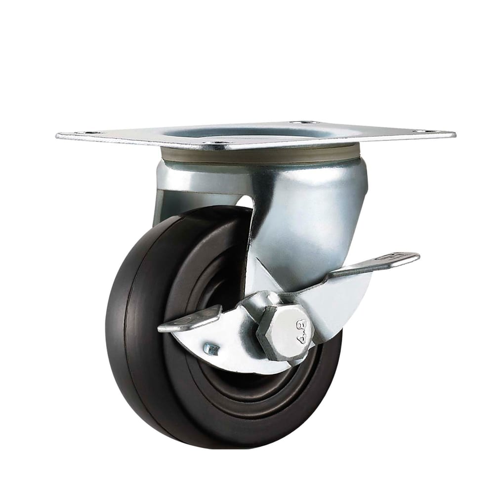 Precision Casters + Wheels™ 2" Swivel Rubber Caster with Brake