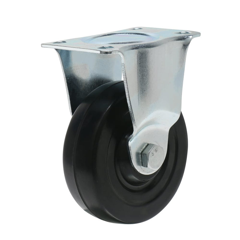 Precision Casters + Wheels™ 4" Rubber Rigid Plate Caster