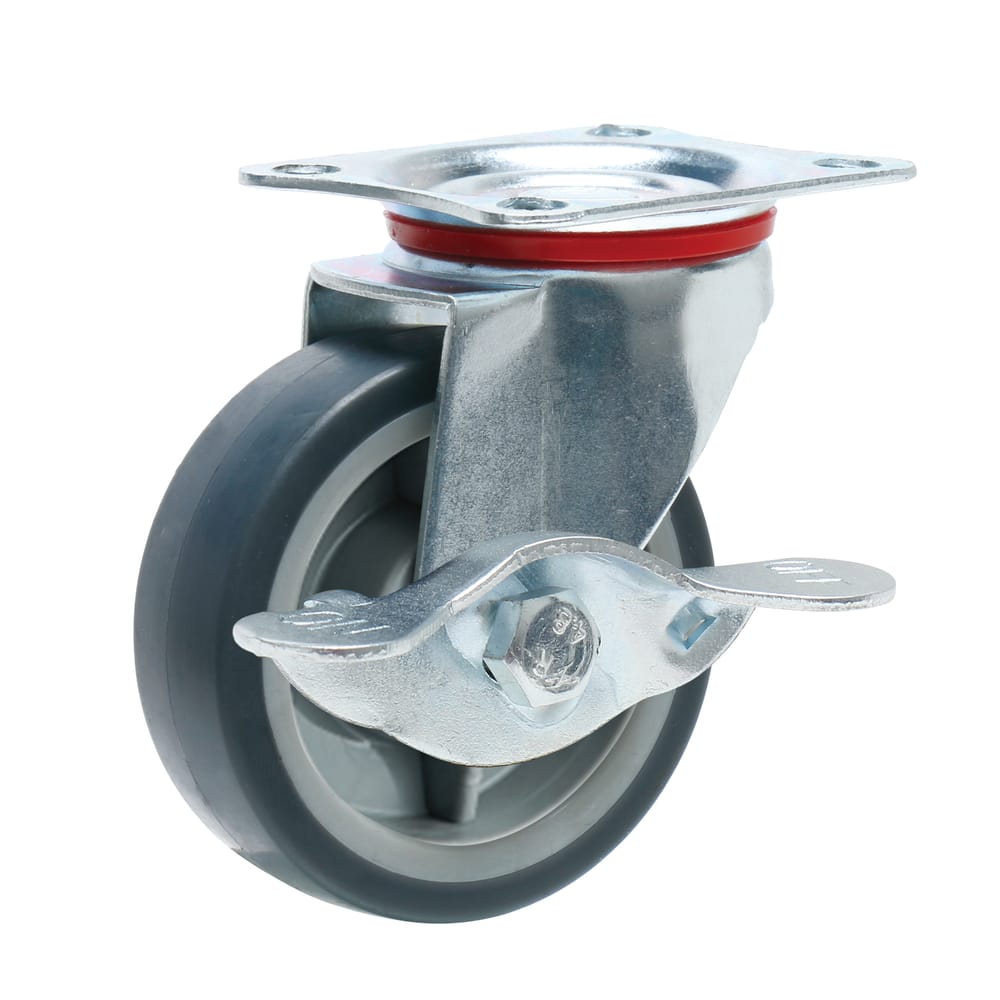 Precision Casters + Wheels™ 2" Swivel Plate Non-Marking TPR Caster with Brake