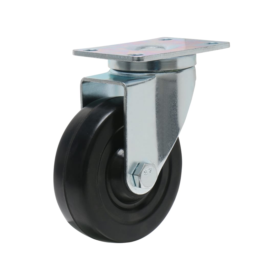 Precision Casters + Wheels™ 5" Rubber Swivel Plate Caster