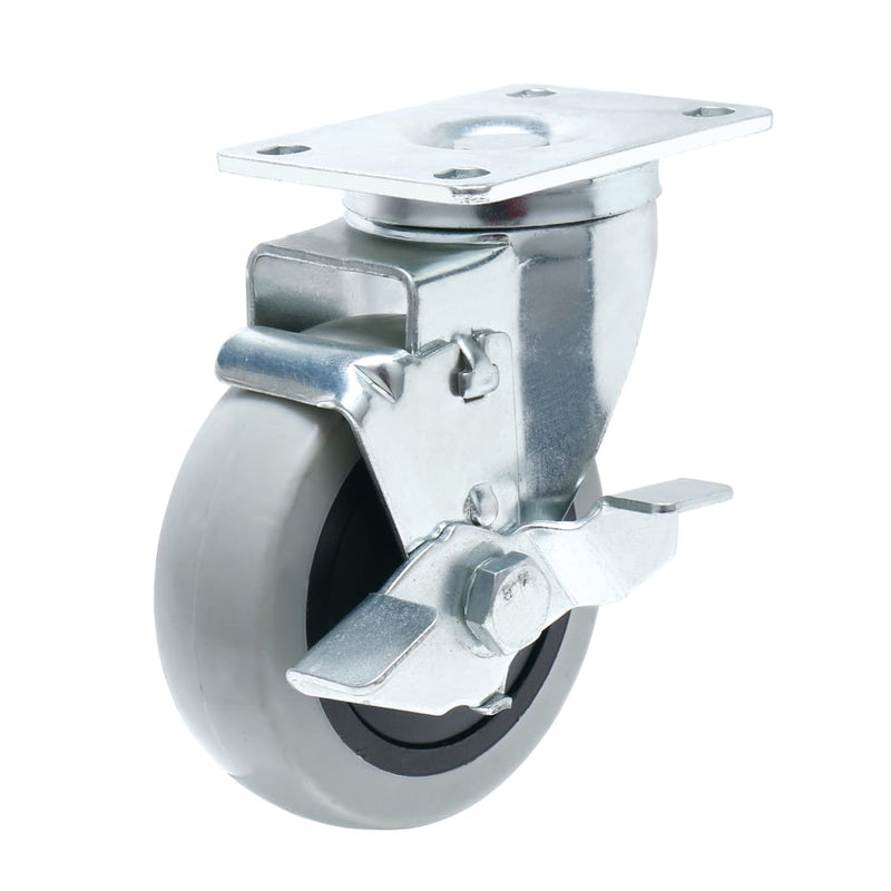 Precision Casters + Wheels™ 5" Thermoplastic Rubber Swivel Plate Caster with Brake