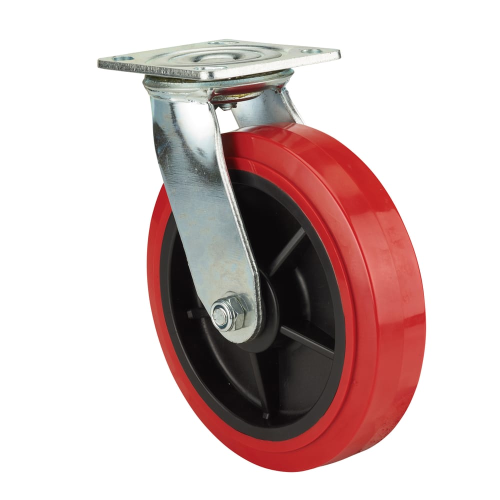 Precision Casters + Wheels™ 8" Swivel Plate Polyurethane Caster