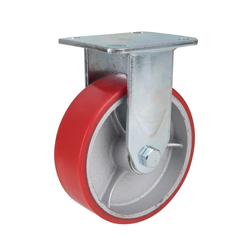 Precision Casters + Wheels™ 8" Polyurethane Rigid Plate Caster