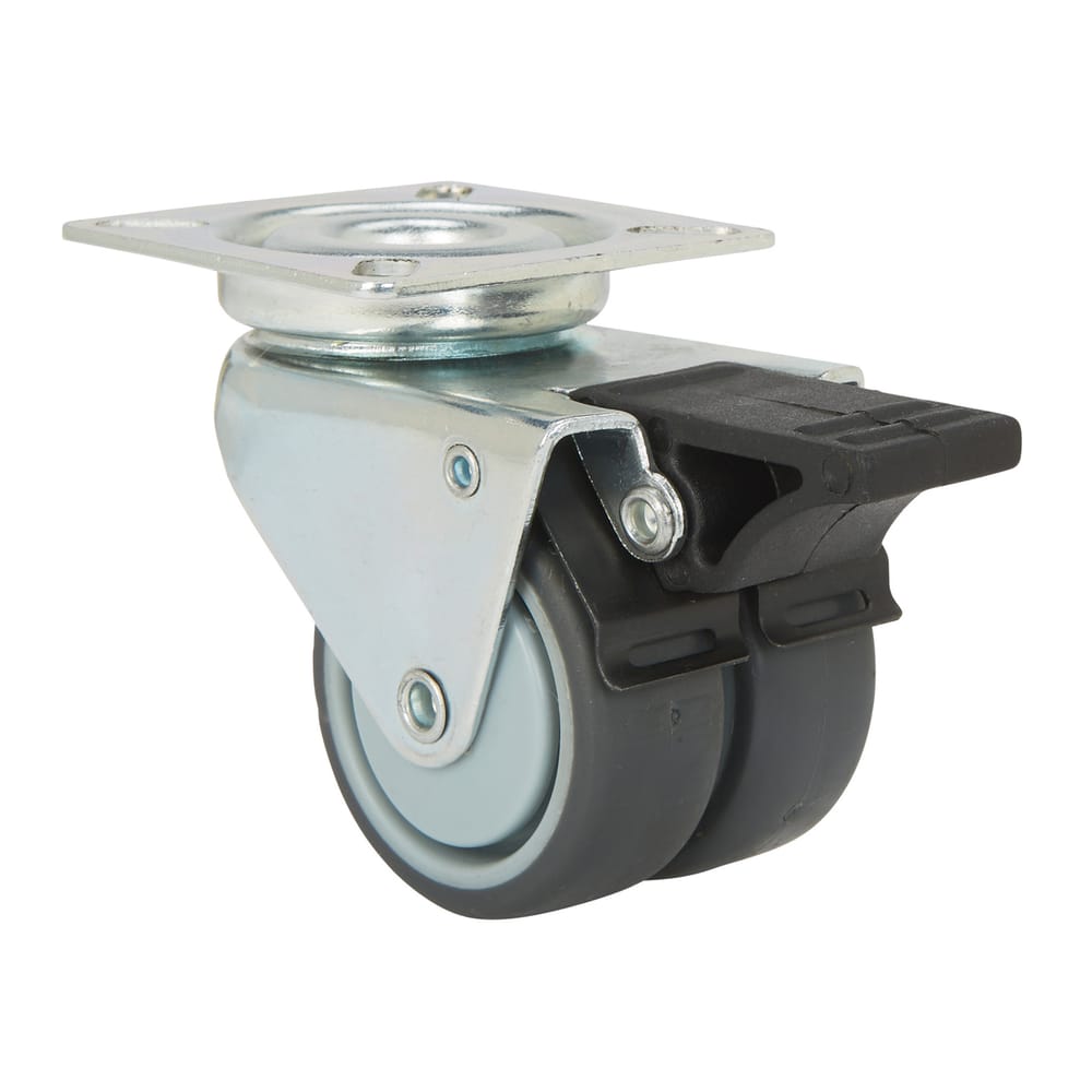 Precision Casters + Wheels™ 3" Swivel Plate Dual Non-Marking TPR Caster with Brake