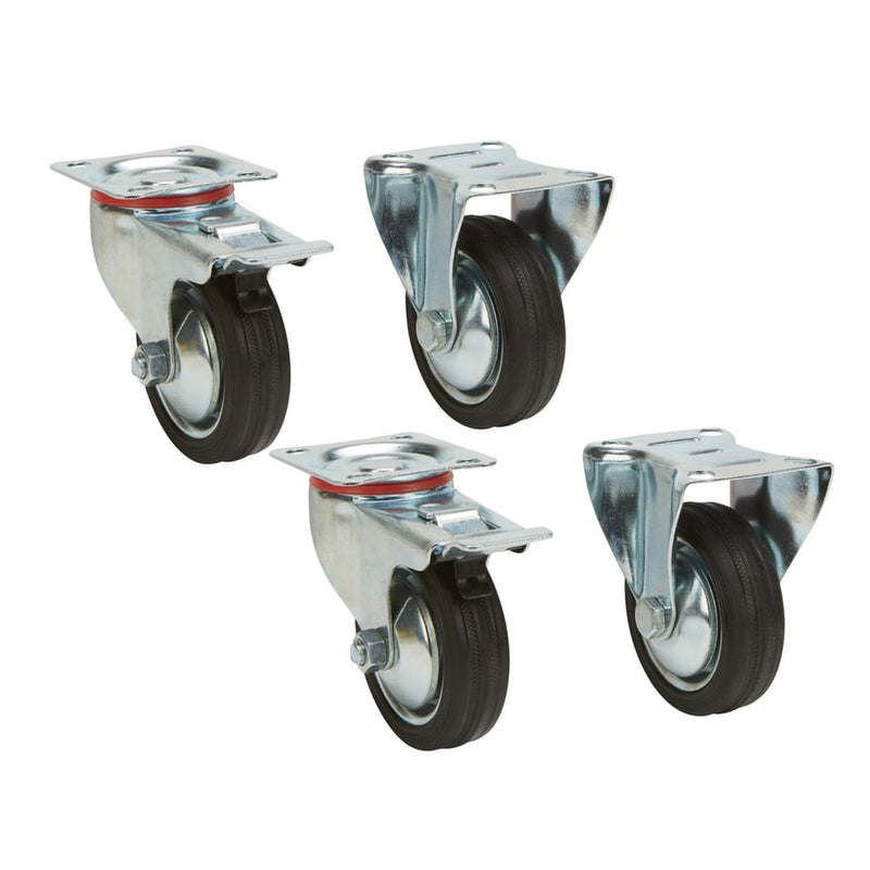 Precision Casters + Wheels™ 3" Rigid/Swivel Rubber Casters 4 Pack