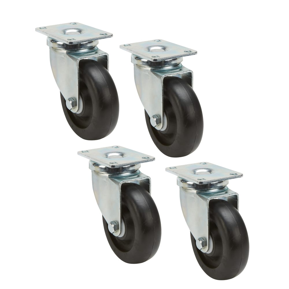 Precision Casters + Wheels™ 4" Swivel Plate Plastic Caster 4 Pack