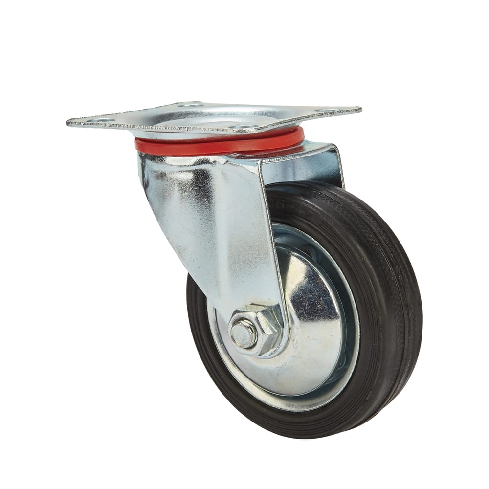 Precision Casters + Wheels™ 3" Swivel Plate Rubber Caster