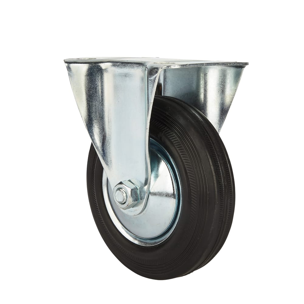 Precision Casters + Wheels™ 5" Rigid Plate Rubber Caster