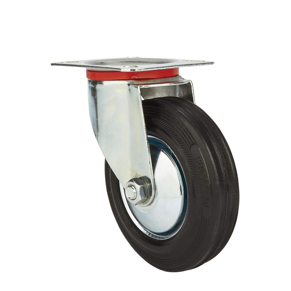 Precision Casters + Wheels™ 5" Swivel Plate Rubber Caster