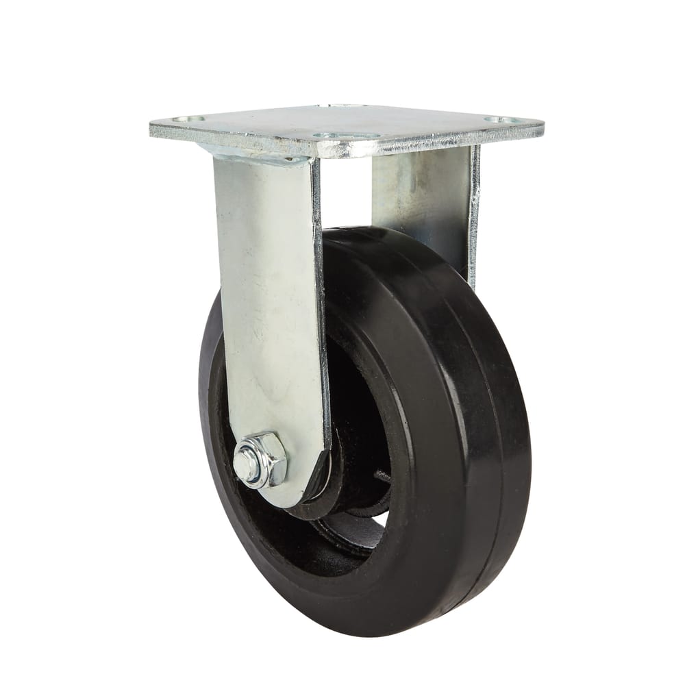 Precision Casters + Wheels™ 6" Rubber Rigid Plate Caster