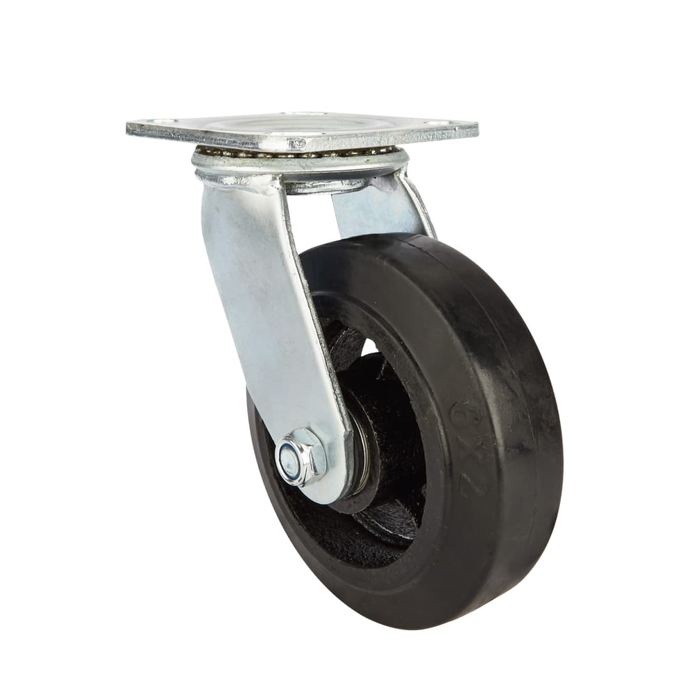 Precision Casters + Wheels™ 8" Swivel Plate Rubber Caster
