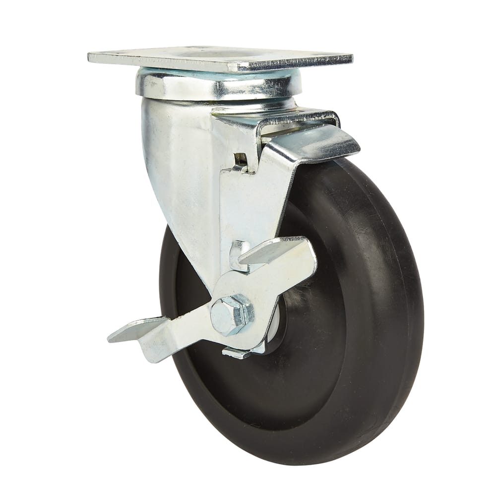 Precision Casters + Wheels™ 5" Plastic Swivel Plate Caster with Brake