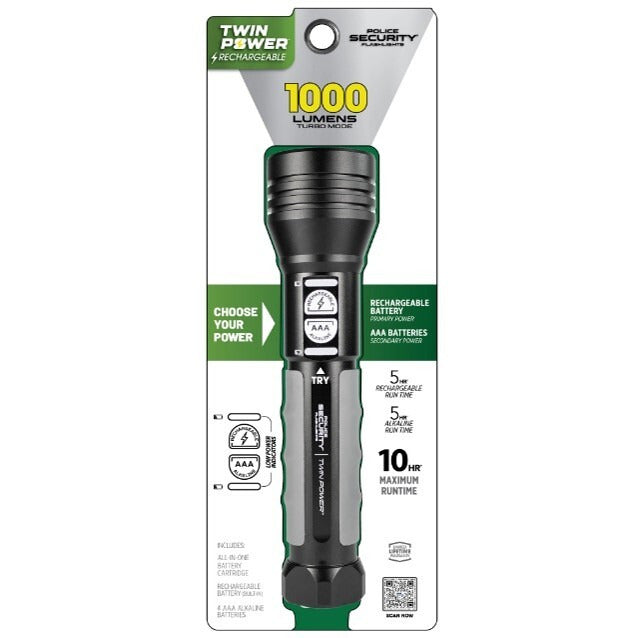Twin Power Flashlight, 1000 LMNs
