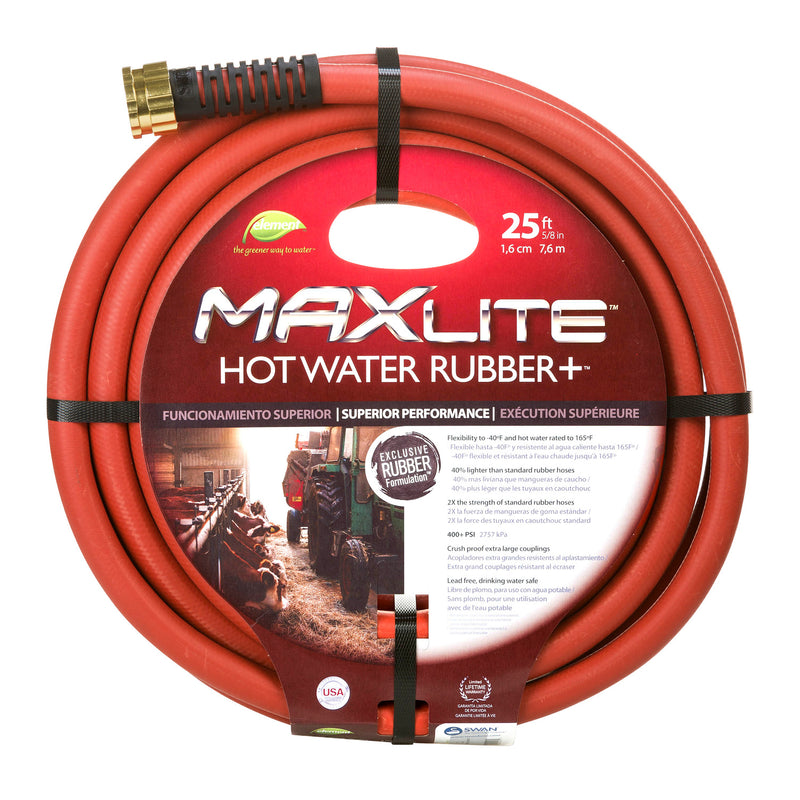Garden Hose,5/8"x25',Rbr,Hot H2O